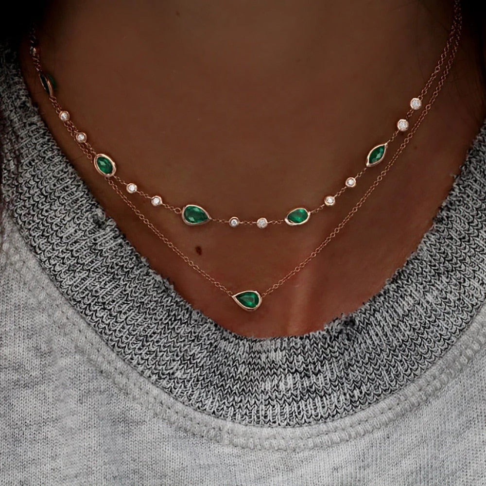 שרשרת אבני חן ירוקות רונה