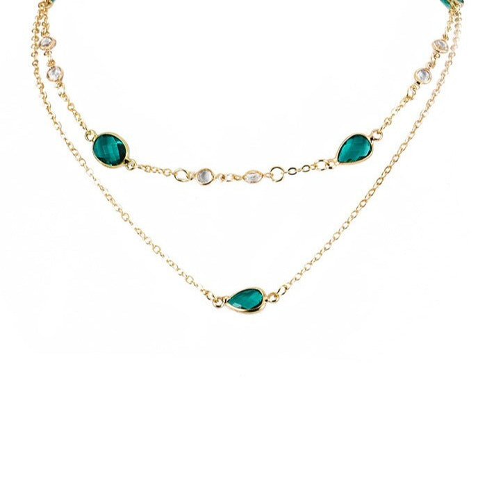 שרשרת אבני חן ירוקות רונה