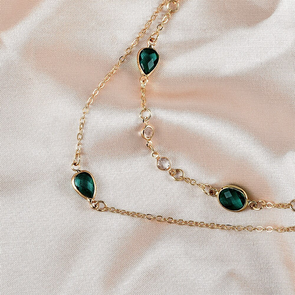 שרשרת אבני חן ירוקות רונה