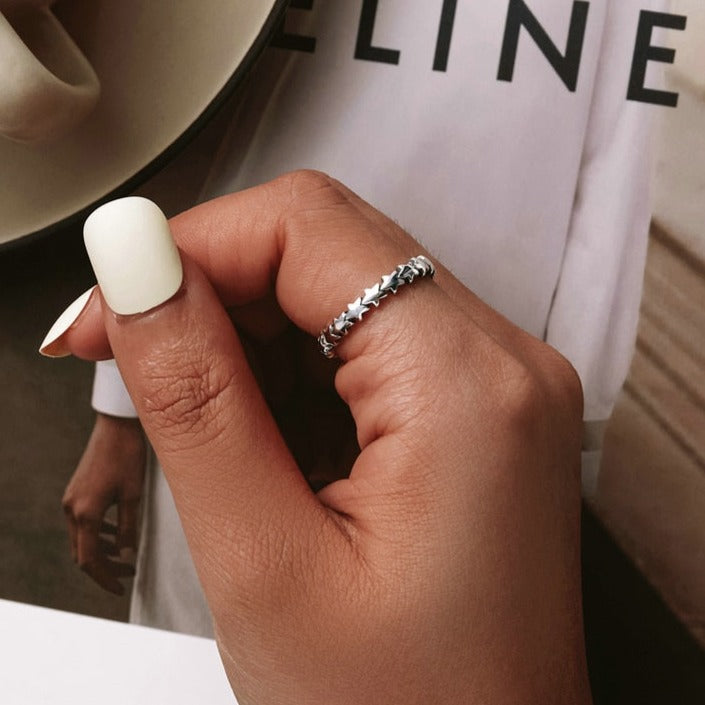 טבעת כסף כוכבים אלה