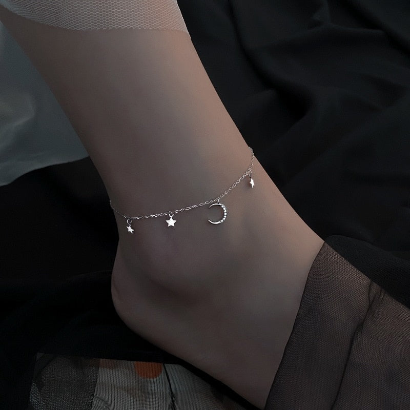 צמיד קרסול ירח וכוכבים ריי